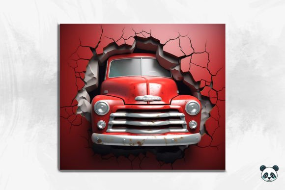 3D Red Pick-up Cracked Hole Bundle: A Bold Visual Asset