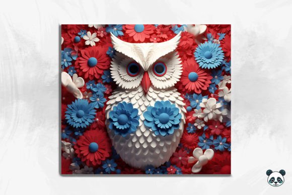 Celebrate Freedom with the Patriotic Owl 3D Tumbler Wrap 5 Design