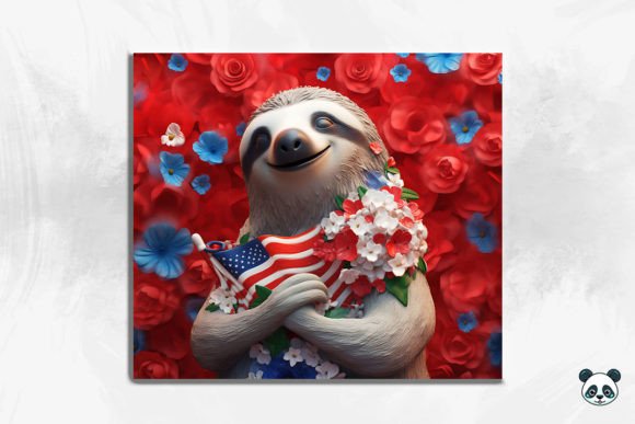 Elevate Your Sublimation Projects with the Patriotic Sloth 3D Tumbler Wrap 18