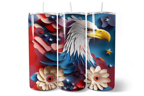 Elevating Sublimation Projects with a 3D Patriotic Flowers Eagle Tumbler Wrap