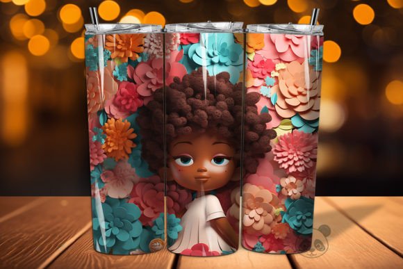 Elevating Sublimation Projects with the Afro Little Girl 3D Tumbler Wrap PNG