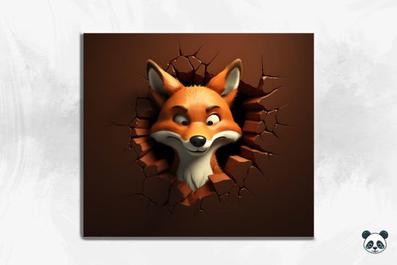 Fox 3D Cracked Hole Tumbler Wrap 4 Design