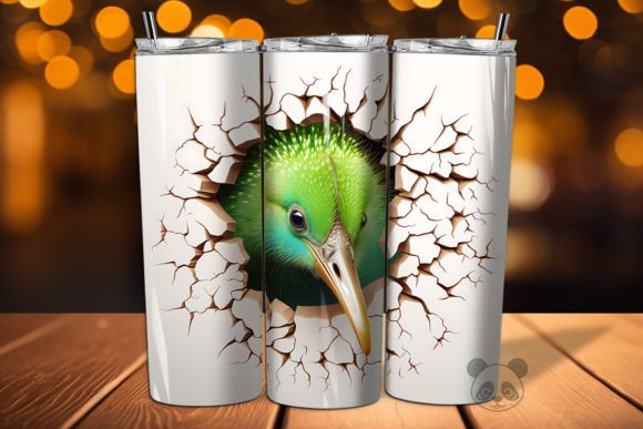 Kiwi 3D Cracked Hole Tumbler Wrap Design