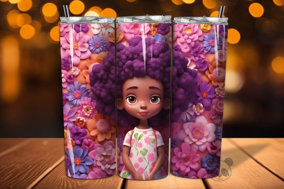 Mastering Sublimation with the Afro Little Girl 3D Tumbler Wrap PNG 24 Design
