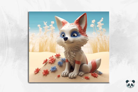 Patriotic Baby Fox Kit 3D Tumbler Wrap Design
