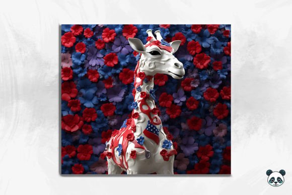 Patriotic Giraffe Calf 3D Tumbler Wrap Design