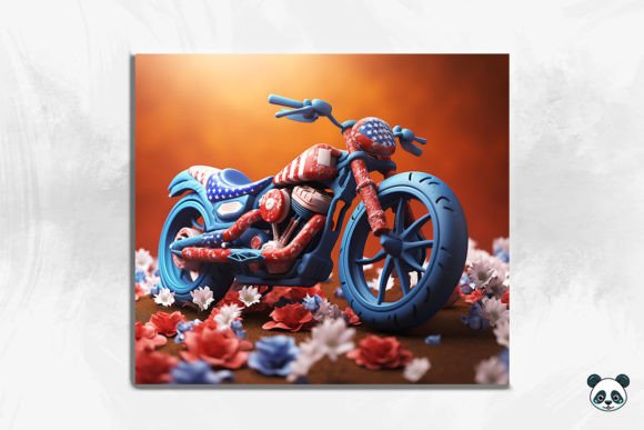 Patriotic Motorcycle 3D Tumbler Wrap 9 Design