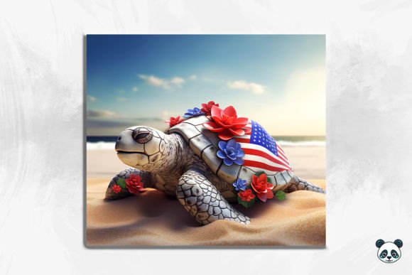 Patriotic Sea Turtle 3D Tumbler Wrap 5 Design