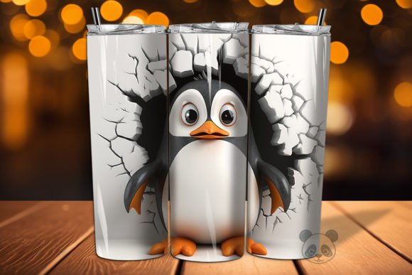 Penguin 3D Cracked Hole Tumbler Wrap 2 Design Guide