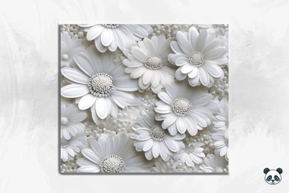 White Daisy Flower 3D Seamless Pattern 4 Guide